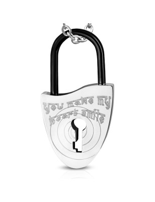 Pendentif en acier cadenas avec monogramme