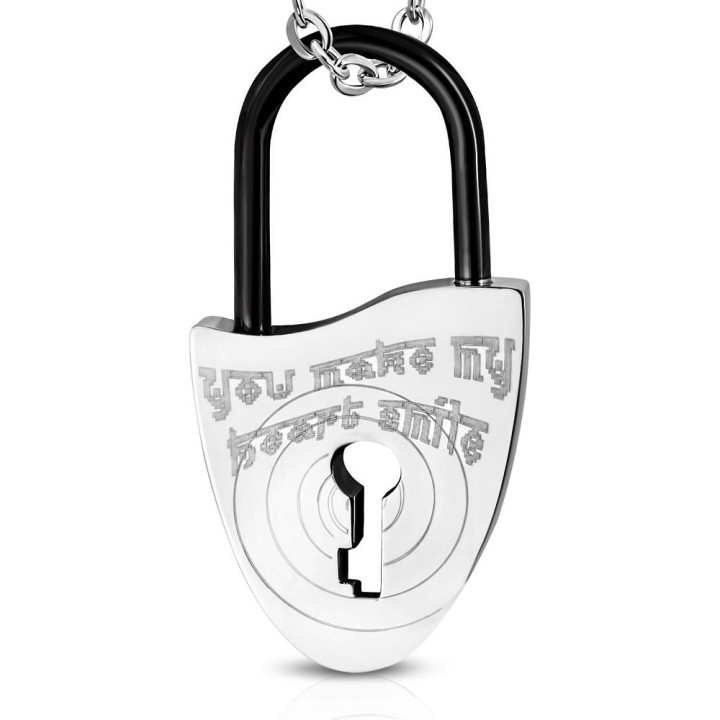 Pendentif en acier cadenas avec monogramme