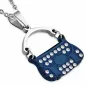 Pendentif en acier sac à mains noir avec strass