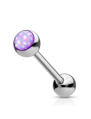 Piercing langue acier pierre lumineuse violet