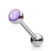 Piercing langue acier pierre lumineuse violet
