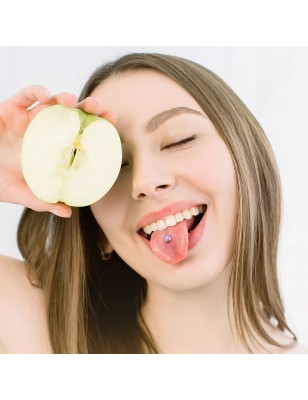 Piercing langue acier pierre lumineuse violet