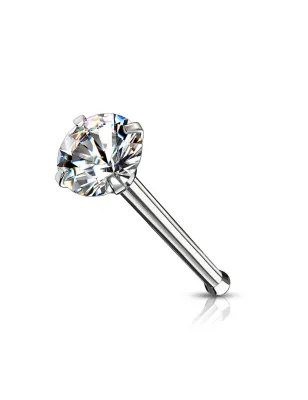 Piercing nez tige droite zircon blanc serti à griffes