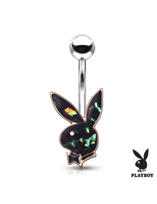 Piercing nombril Playboy lapin rosé opalescent vert