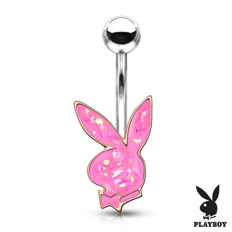 Piercing nombril Playboy lapin rosé opalescent rose