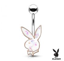Piercing nombril Playboy lapin rosé opalescent blanc