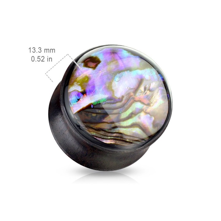 Piercing plug bois avec nacre multicolore