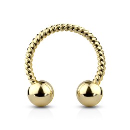 Piercing fer à cheval acier doré corde twistée