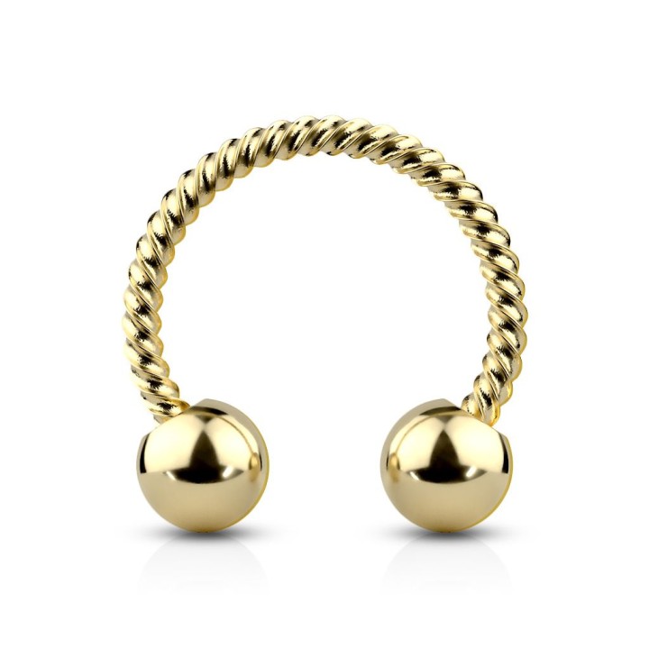 Piercing fer à cheval acier doré corde twistée