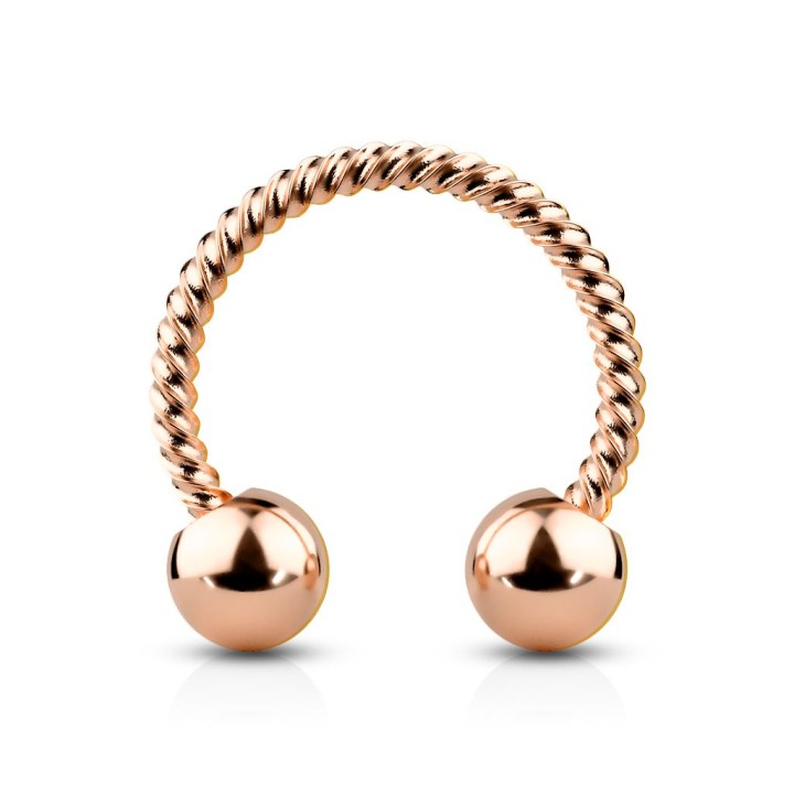 Piercing fer à cheval acier rosé corde twistée