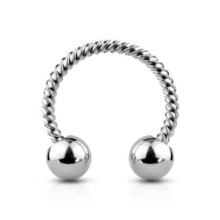 Piercing fer à cheval acier argenté corde twistée