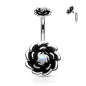 Piercing nombril fleur noire à opale blanche Piercing nombril fleur noire à opale blanche