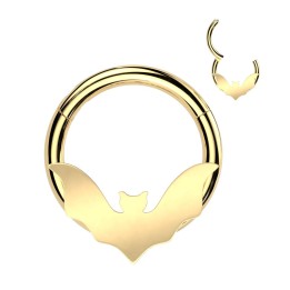 Piercing anneau clicker doré chauve-souris