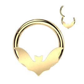 Piercing anneau clicker doré chauve-souris (oreille, daith, septum)