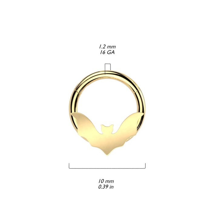 Piercing anneau clicker doré chauve-souris