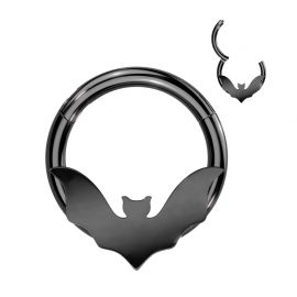 Piercing anneau clicker noir chauve-souris (oreille, daith, septum)