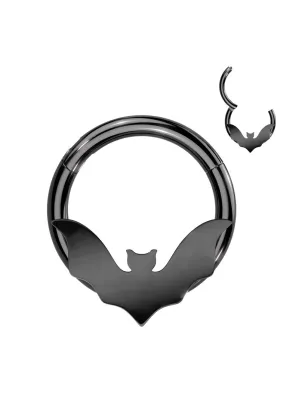 Piercing anneau clicker noir chauve-souris (oreille, daith, septum)