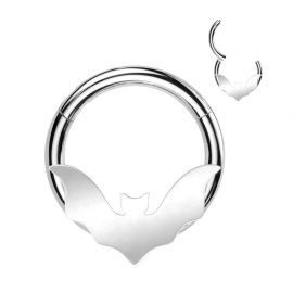 Piercing anneau clicker argenté chauve-souris (oreille, daith, septum)