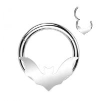 Piercing anneau clicker argenté chauve-souris