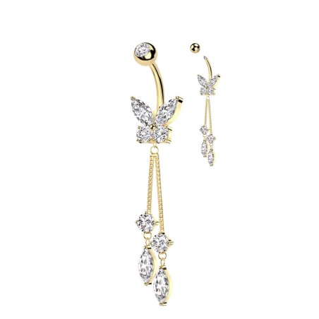 Lot De 6 Piercings De Nombril Dorés – Motifs Papillon, Serpent, Abeille, Pour Hommes Et Femmes, Quotidien Ou Occasion