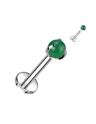 Piercing oreille labret titane pierre jade