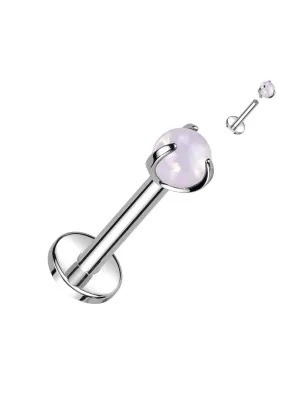 Piercing oreille labret titane pierre opalite rose