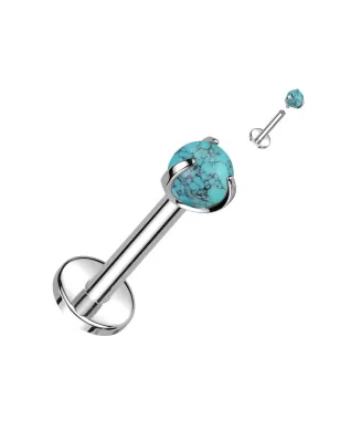 Piercing oreille labret titane pierre turquoise