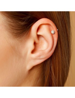 Piercing cartilage oreille à boule sertie de cristaux aurore boréale