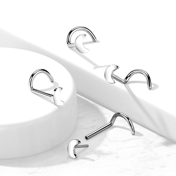 Piercing nez titane push-in lune