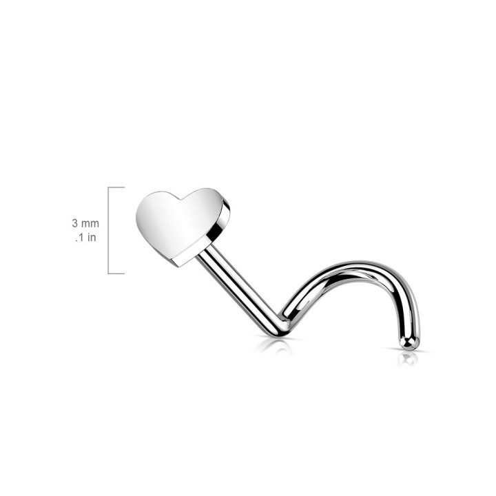 Piercing nez titane push-in coeur