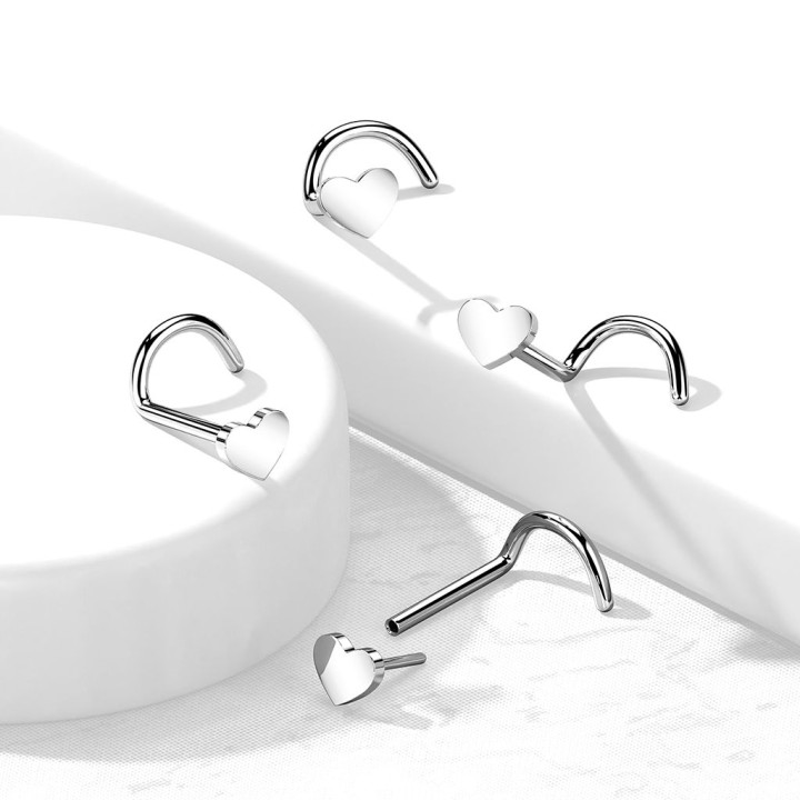 Piercing nez titane push-in coeur