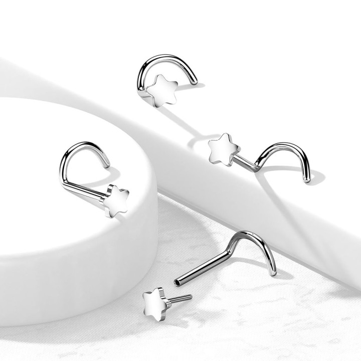 Piercing nez titane push-in étoile