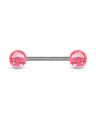 Piercing langue Acier Boules Acrylique Glitter