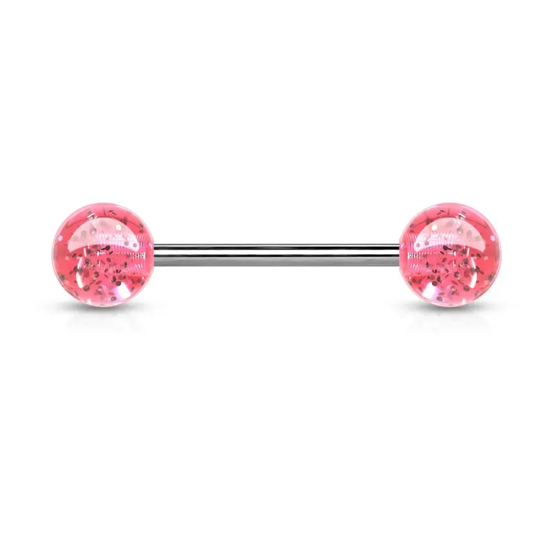 Piercing langue Acier Boules Acrylique Glitter Piercing langue Acier Boules Acrylique Glitter
