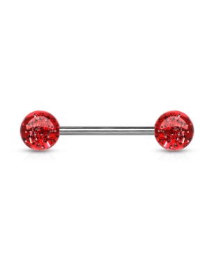 Piercing langue Acier Boules Acrylique Glitter
