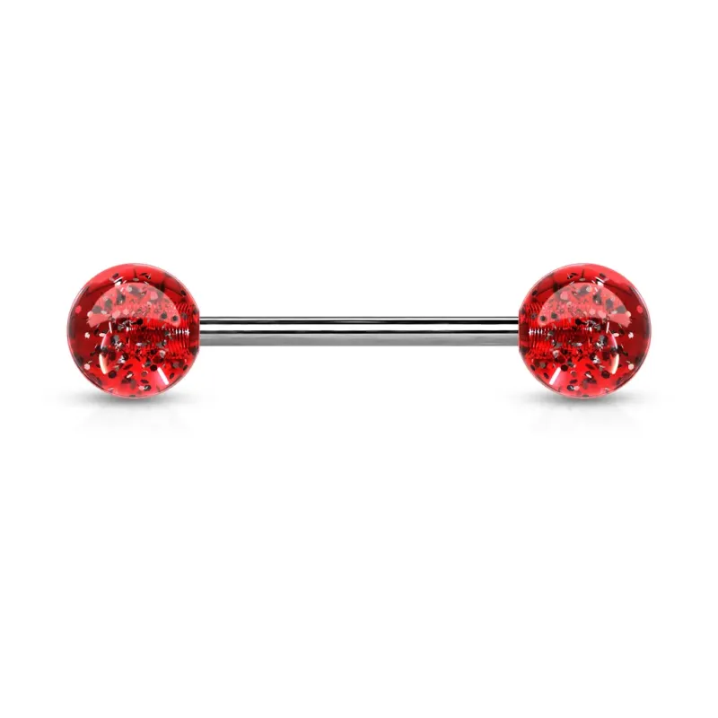 Piercing langue Acier Boules Acrylique Glitter Piercing langue Acier Boules Acrylique Glitter