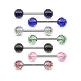 Lot de 8 piercing langue acrylique glitter