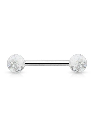 Piercing langue glitter – Boules pailletées colorées en acier