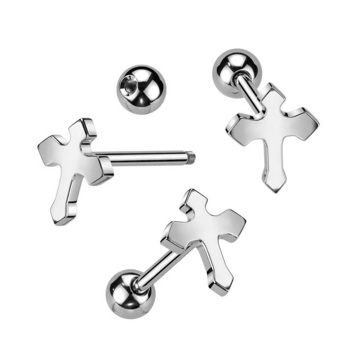 Piercing langue croix acier – Style gothique et audacieux