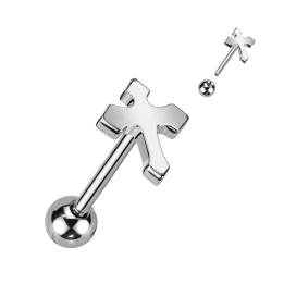 Piercing langue croix acier – Style gothique et audacieux