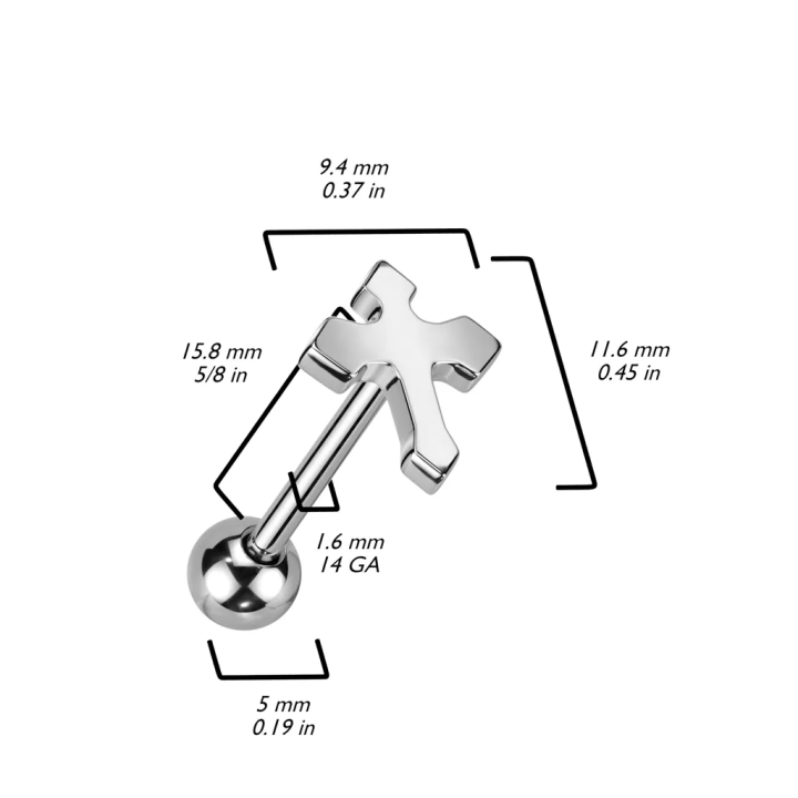 Piercing langue croix acier – Style gothique et audacieux