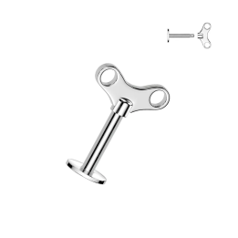 Piercing labret steampunk clé mécanique en acier