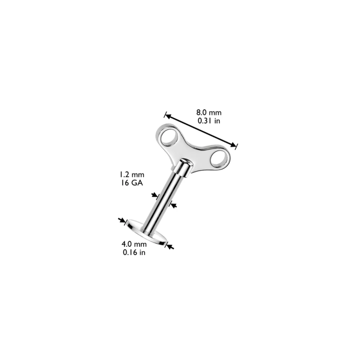 Piercing labret steampunk clé mécanique en acier