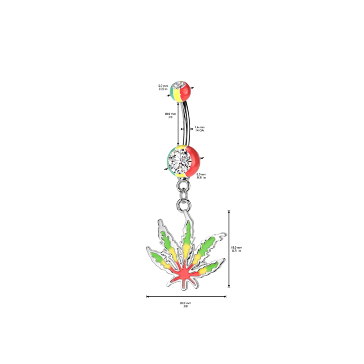 Piercing nombril rasta cannabis – Style fun & coloré