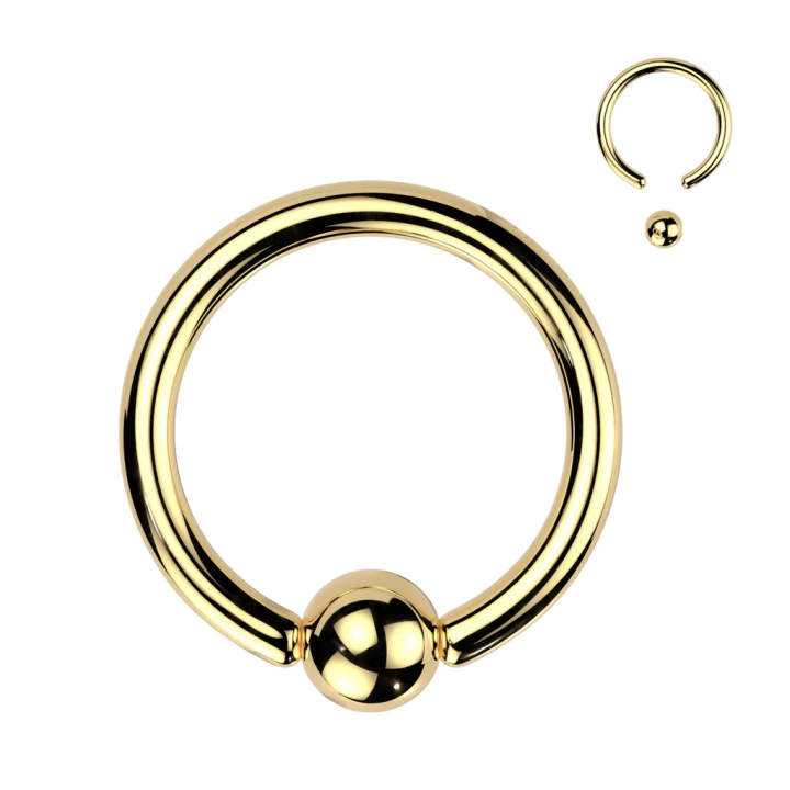 Piercing anneau boule doré – Acier chirurgical polyvalent