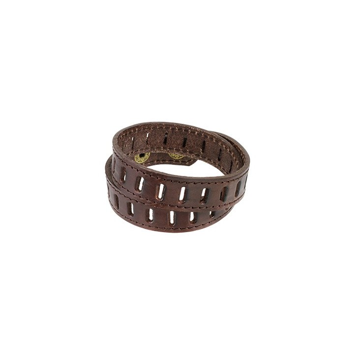 Bracelet Homme en Cuir Marron Fentes