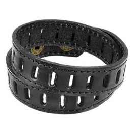 Bracelet Homme en Cuir Noir Fentes