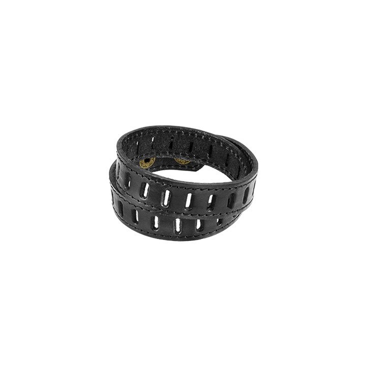 Bracelet Homme en Cuir Noir Fentes