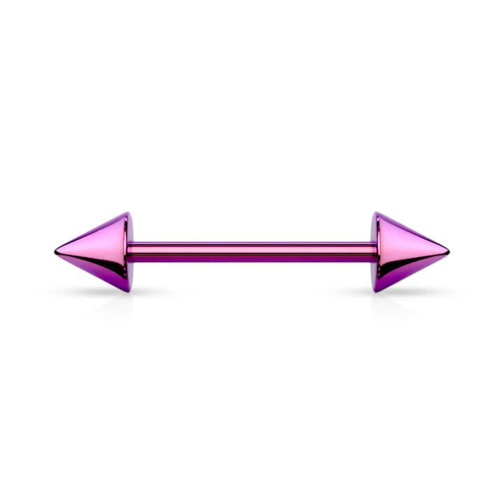 Piercing oreille spikes acier violet