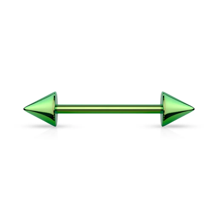 Piercing oreille spikes acier vert
